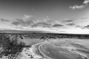 Sunset Bulvarında icelandeic tundra kar ve buz ile.