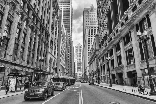 芝加哥中央大街与传统建筑 — 图库照片