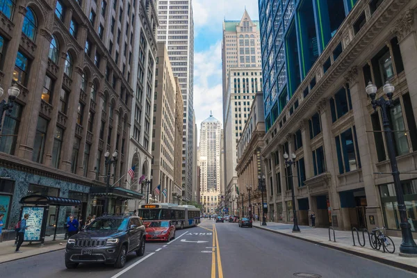 Центральная Улица Чикаго Традиционными Зданиями Сша — стоковое фото