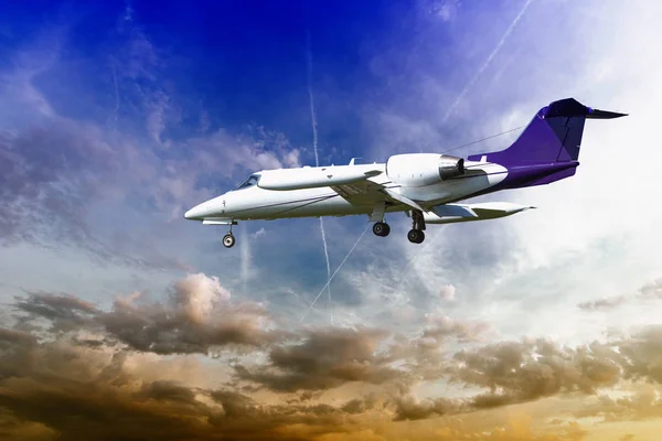 Private Jet Plane Beautiful Sky — Stock Photo, Image