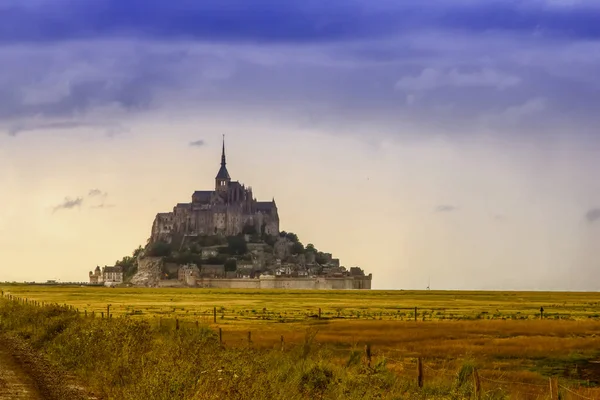 Západ Slunce Mont Saint Michel — Stock fotografie