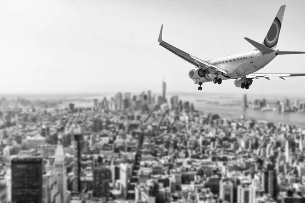 Vliegtuig Boven New York City — Stockfoto