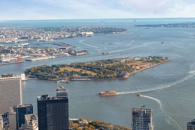 Valiler Adası ve Manhattan defne, havadan görünümü.