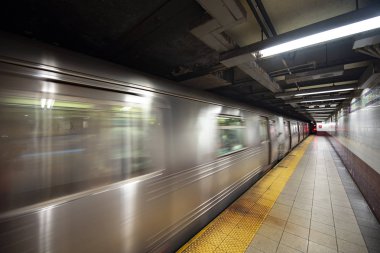 New York metro tren istasyonunda transit.