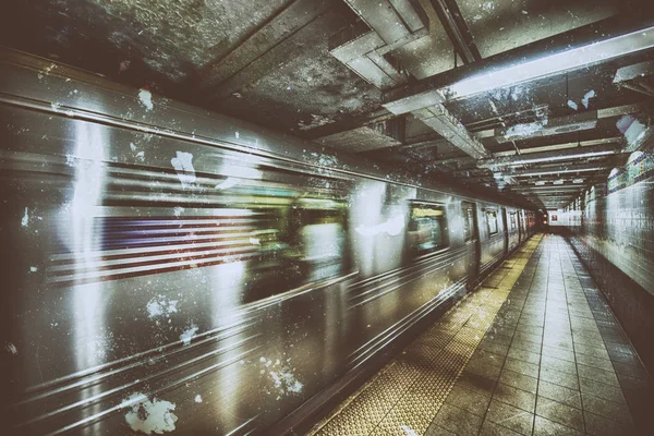 Старая Фотография Поезда Нью Йоркского Метро — стоковое фото