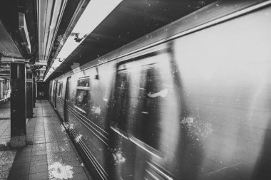 Eski resim New York metro tren.