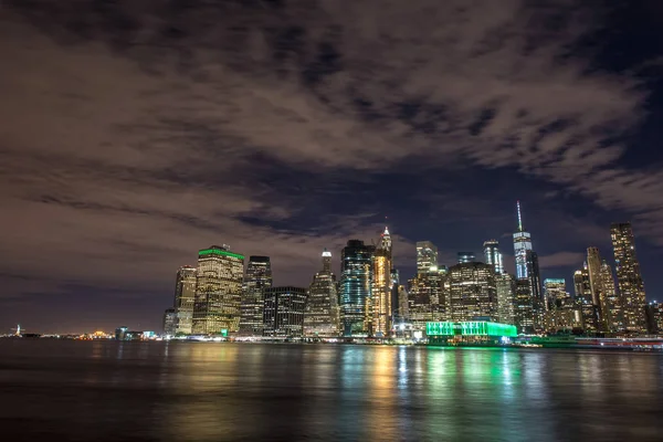 Unterer Manhattan Bei Nacht Nyc — Stockfoto