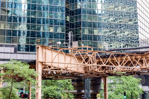 Vista Del Metro Puente Metal Chicago — Foto de Stock