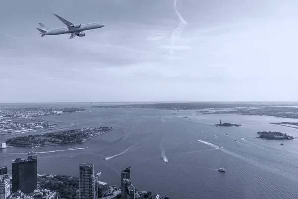 Luchtfoto Van Baai Van Manhattan Nyc — Stockfoto