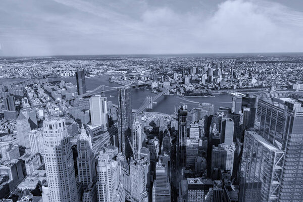 Aerial view of Manhattan and Brooklyn bridge, NYC
