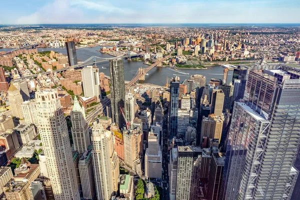 Manhattan Brooklyn Brug Luchtfoto Nyc — Stockfoto