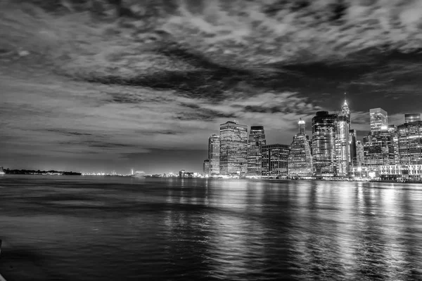 Lower Manhattan Bij Nacht Nyc — Stockfoto