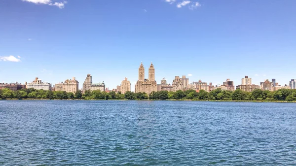 Buildings in Central Park West from the lake.