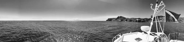 Panoramica view of the sea from dive boat.
