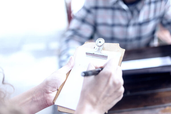 Detail of Notepad to write the orders of the Coffee bakery shop