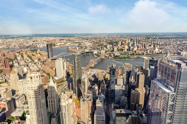 Manhattan and Brooklyn bridge, aerial view, NYC — Stock Photo, Image