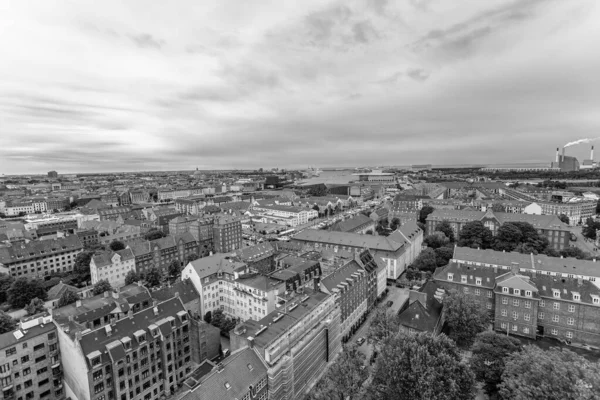 从哥本哈根上空的飞机上俯瞰全景 — 图库照片