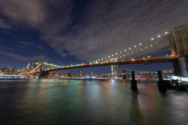 Brooklyn Bridge by night, travel background