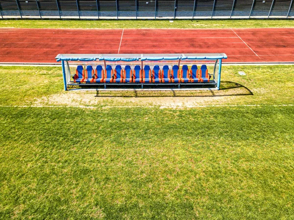 Вид Сверху Футбольной Скамейки — стоковое фото
