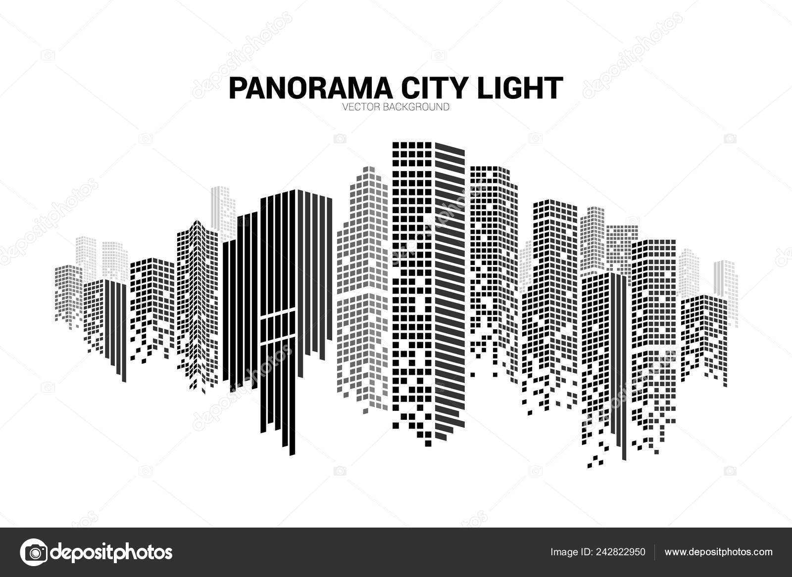 Panorama City Building Background Windows Pixel Shape Background ...