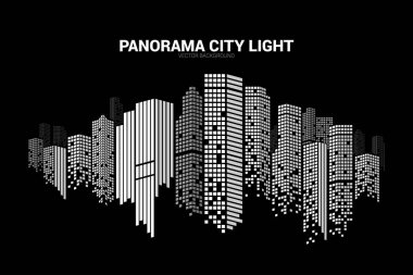 Panorama şehir piksel şekli arka windows ile bina. Arka plan kavramı kentsel gece için.