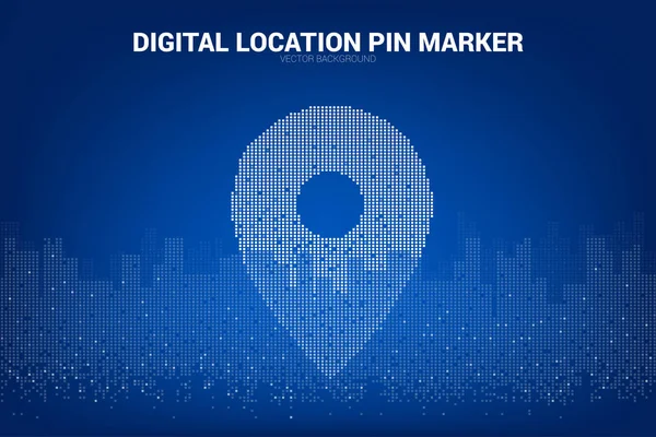 Location Pin Marker Signage Pixel Style City Background Gps Technology — Stock Vector