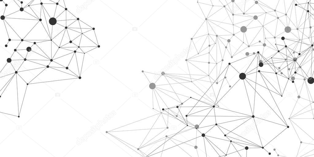 Network Connecting dot polygon background : Concept of Network, Business, technology, Connecting, Molecule, Data, Chemical