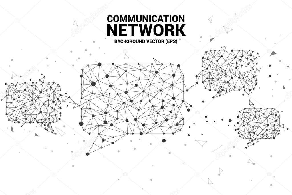 talk bubble icon with dot and line connections. concept of communication network.