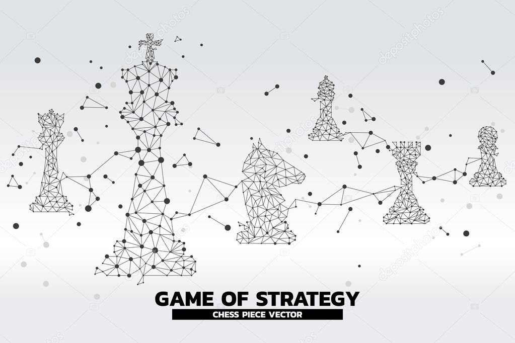 low polygon dot connected line of chess piece vector. icon for planning and strategy thinking