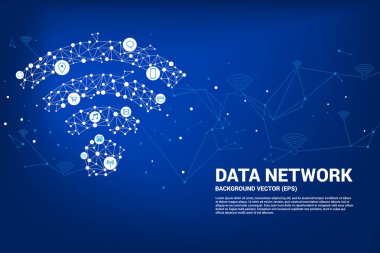 Vektör Polygon mobil veri simgesi. 