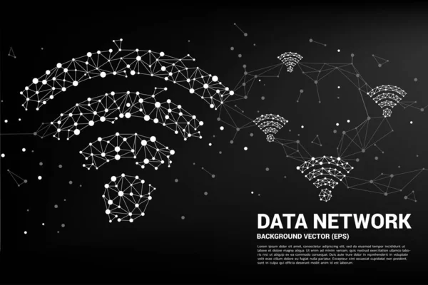 Vettore Polygon dot collegare linea a forma di icona di dati mobili . — Vettoriale Stock