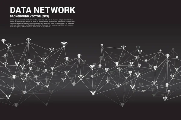 Linea Polygon vettoriale collegare segnaletica icona dati mobile . — Vettoriale Stock