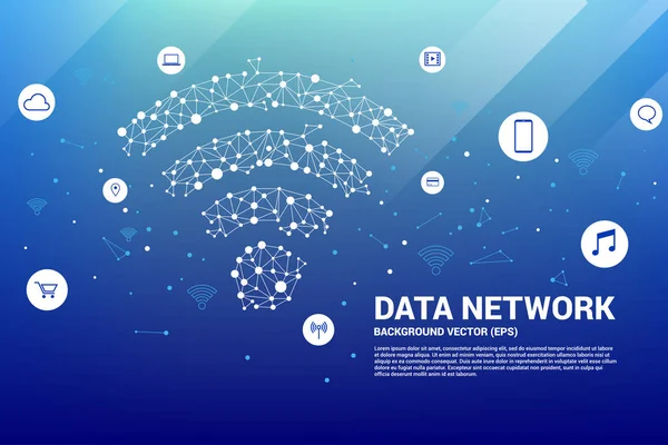 Vector dot Connect line circuit board stijl mobiele data icon. — Stockvector