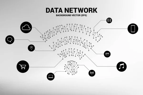 Punto vettoriale collegare linea circuito stampato stile icona dati mobili . — Vettoriale Stock