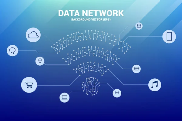 Vector dot Connect line circuit board stijl mobiele data icon. — Stockvector