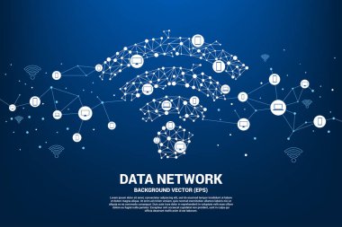 Vektör Polygon mobil veri simgesi birden fazla cihaza bağlanma. 