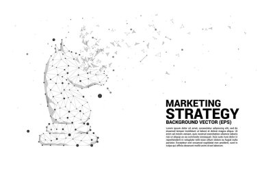 şövalye satranç taşı düşük çokgen nokta bağlı çizgi. planlama ve strateji düşünme simgesi