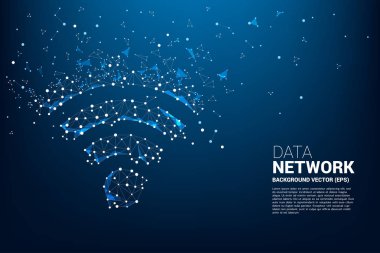 Vektör Polygon nokta hattı şeklinde mobil veri simgesi bağlamak. Mobil ve wi-fi veri ağının veri aktarımı için konsept.