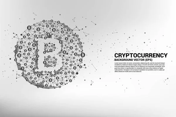 Vektor-Bitcoin-Symbol von der Polygon-Punkt-Verbindungslinie. Konzept für Kryptowährungstechnologie und Anbindung an Finanznetzwerke. — Stockvektor