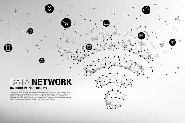 Vector dot Connect line circuit board stijl mobiele data Signage met functioneel icoon. Concept voor gegevensoverdracht van mobiel en Wi-Fi-gegevens netwerk. — Stockvector