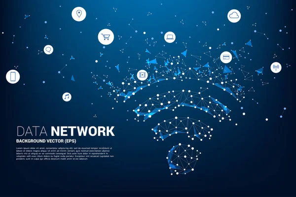 Segnaletica dati mobile in stile circuito stampato con icona funzionale. Concetto per il trasferimento dati di rete dati mobile e wi-fi . — Vettoriale Stock