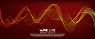 Turuncu Ses dalga çizgisi eğrisi kırmızı arka plan üzerinde. Tema teknolojisi fütüristik vektör için eleman