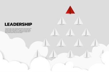 kırmızı origami kağıt uçak beyaz grup lider. Liderlik ve vizyon misyonu İş Kavramı.