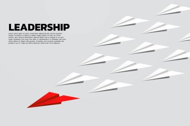kırmızı origami kağıt uçak beyaz grup lider. Liderlik ve vizyon misyonu İş Kavramı.