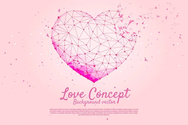 Heart with polygon dot connect line style. valentine's day and love theme banner and poster — Stock Vector