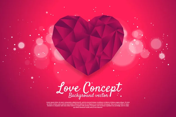 Heart shaped with polygon luxury style. valentine's day and love theme banner and poster — Stock Vector