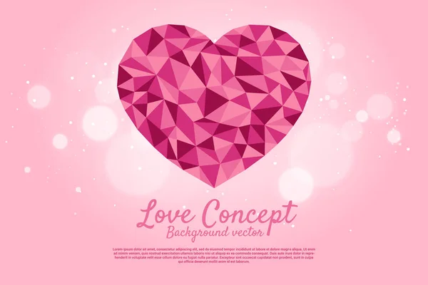 Heart shaped with polygon luxury style. valentine's day and love theme banner and poster — Stock Vector