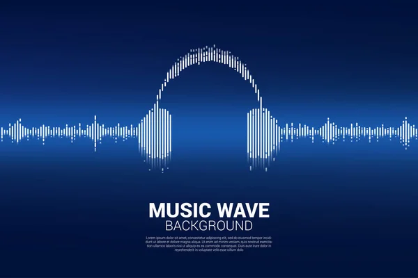 Sonido de la onda Música Ecualizador de fondo. icono de auriculares audiovisuales con estilo gráfico de onda de línea — Archivo Imágenes Vectoriales