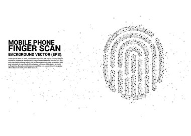 nokta bağlantı hattı çokgen vektör thumbprint simgesi. parmak tarayan teknoloji ve gizlilik erişimi için arka plan konsepti.