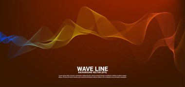 Turuncu Ses dalga çizgisi eğrisi kırmızı arka plan üzerinde. Tema teknolojisi fütüristik vektör için eleman